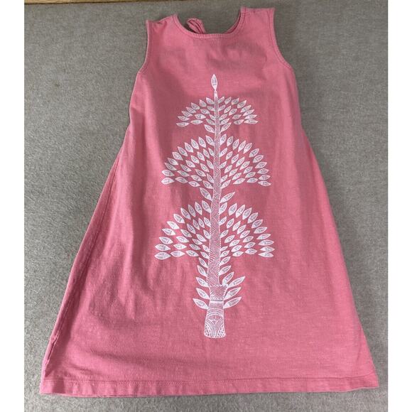 Girl's Tea Mithila Tree Graphic Dress Sz 8 A-Line Pink Sleeveless Open Back - Picture 1 of 7
